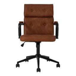 Living And Home Swivel & Height Brown Pu Leather Adjustable Office Chair - thumbnail 2
