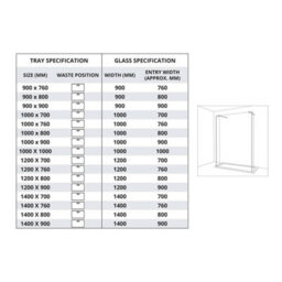 Homestylestore Black Grid Floating Glass Walk In Wet Room Shower Enclosure And White Tray 1400 X 800mm - thumbnail 4