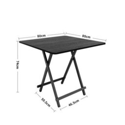 Living And Home Outdoor Square Black Mdf Wooden Tabletop Folding Table Foldable Table With Metal Leg 800 X 800 mm - thumbnail 6