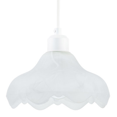 Happy Homewares Sculptural Frosted Alabaster Glass Ripple Pendant Ceiling Light Shade - image 1