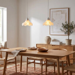 Happy Homewares Sculptural Frosted Alabaster Glass Ripple Pendant Ceiling Light Shade - thumbnail 6