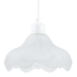 Happy Homewares Sculptural Frosted Alabaster Glass Ripple Pendant Ceiling Light Shade - thumbnail 1