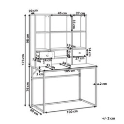 Beliani Office Desk With Memo Board Tavra Light Brown 105 Cm 60 Cm With Shelves With Drawers - thumbnail 3