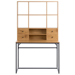 Beliani Office Desk With Memo Board Tavra Light Brown 105 Cm 60 Cm With Shelves With Drawers - thumbnail 5