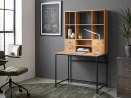 Beliani Office Desk With Memo Board Tavra Light Brown 105 Cm 60 Cm With Shelves With Drawers - thumbnail 2