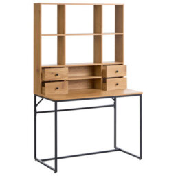 Beliani Office Desk With Memo Board Tavra Light Brown 105 Cm 60 Cm With Shelves With Drawers - thumbnail 4