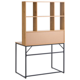 Beliani Office Desk With Memo Board Tavra Light Brown 105 Cm 60 Cm With Shelves With Drawers - thumbnail 6
