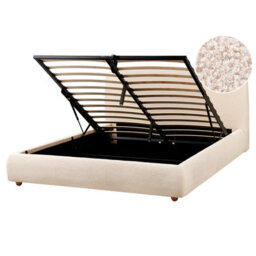 Beliani Ottoman Bed Boucle Blagnac 160 X 200 Cm (Eu King Size) Light Beige - thumbnail 1