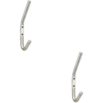 2X Slimline One Piece Hat & Coat Hook 59mm Projection Satin Stainless Steel - image 1