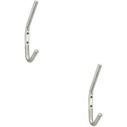 2X Slimline One Piece Hat & Coat Hook 59mm Projection Satin Stainless Steel - thumbnail 1