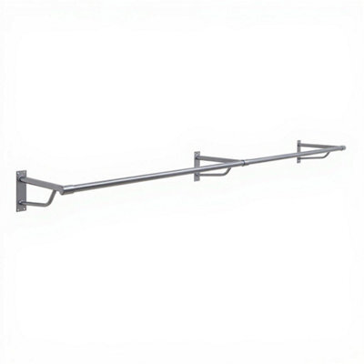 Heavy Duty Chrome Wall Mounted Hanging Clothes Rail Garment Rack - 2000mm - image 1