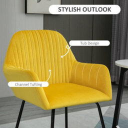 Yellow Modern Accent Chair Upholstered Lounge Armchair Metal Base - thumbnail 3