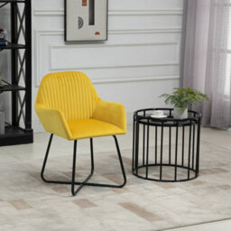 Yellow Modern Accent Chair Upholstered Lounge Armchair Metal Base - thumbnail 5