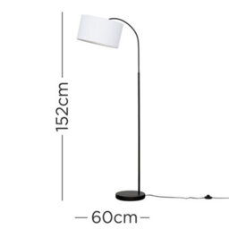 Valuelights Designer Style Black Curved Stem Floor Lamp With White Cylinder Shade - Includes 6W Led Gls Bulb 3000K Warm White - thumbnail 7