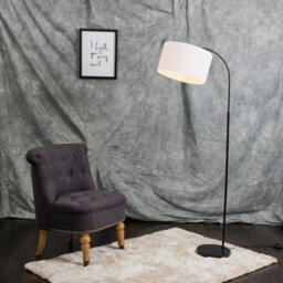 Valuelights Designer Style Black Curved Stem Floor Lamp With White Cylinder Shade - Includes 6W Led Gls Bulb 3000K Warm White - thumbnail 5