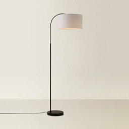 Valuelights Designer Style Black Curved Stem Floor Lamp With White Cylinder Shade - Includes 6W Led Gls Bulb 3000K Warm White - thumbnail 3