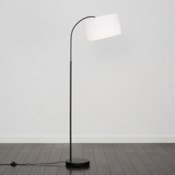 Valuelights Designer Style Black Curved Stem Floor Lamp With White Cylinder Shade - Includes 6W Led Gls Bulb 3000K Warm White - thumbnail 4