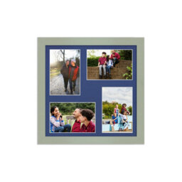 AK Frames 12X12 Green Modern Multi Photo Frame With Blue Mount - Holds 4 Apertures (4X) 6X4 Photos - thumbnail 1
