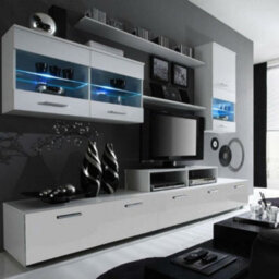Beta Living Room Wall Unit With Led Lighting Modern Tv Cabinet Display Storage White Gloss - thumbnail 2