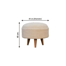 Artisan Furniture Cream Boucle Rounded Footstool - thumbnail 9