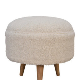 Artisan Furniture Cream Boucle Rounded Footstool - thumbnail 4