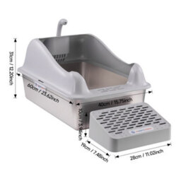 Darphe Large Stainless Steel Cat Litter Box, 40Cm W X 60Cm D - thumbnail 6