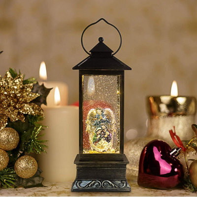 Shatchi 25Cm Christmas Festive Nativity Led Lights Up Lantern With Glitter Xmas Home Decor Gifts Present - image 1