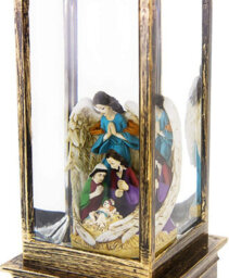 Shatchi 25Cm Christmas Festive Nativity Led Lights Up Lantern With Glitter Xmas Home Decor Gifts Present - thumbnail 5