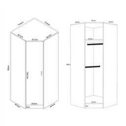 Reflect 1 Door Corner Wardrobe, 5 Drawer Chest, 2 Drawer Bedside & Desk - White Gloss & Matt White - Bedroom Furniture Set - thumbnail 9