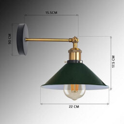 Adjustable 180 Degree Vintage Green Industrial Wall Light Led E27 Swing Arm Metal Sconce - thumbnail 2