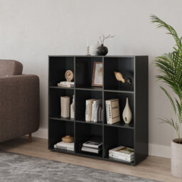 Urbn-Living Urbnliving 9 Cube Black Wooden Bookcase Shelving Display Shelves Storage Unit Wood Shelf Without Door - thumbnail 2