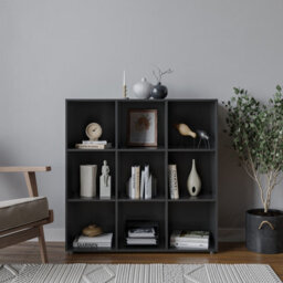 Urbn-Living Urbnliving 9 Cube Black Wooden Bookcase Shelving Display Shelves Storage Unit Wood Shelf Without Door - thumbnail 3
