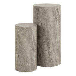 Wyld Haus Lille Set Of 2 Grey Marble-Effect Round Pedestal Tables 25 X 50 & 34 X 70 Cm - thumbnail 3