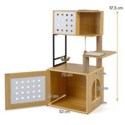 117.5 Cm Modern Cat Tower Cabinet Cat Tree With Litter Box Enclosure - thumbnail 4