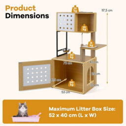 117.5 Cm Modern Cat Tower Cabinet Cat Tree With Litter Box Enclosure - thumbnail 2