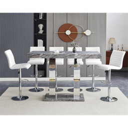 Furniture in Fashion Caprice Large Melange Effect Bar Table 6 Ripple White Stools - thumbnail 2