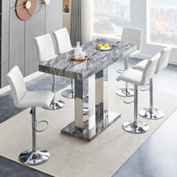 Furniture in Fashion Caprice Large Melange Effect Bar Table 6 Ripple White Stools - thumbnail 1