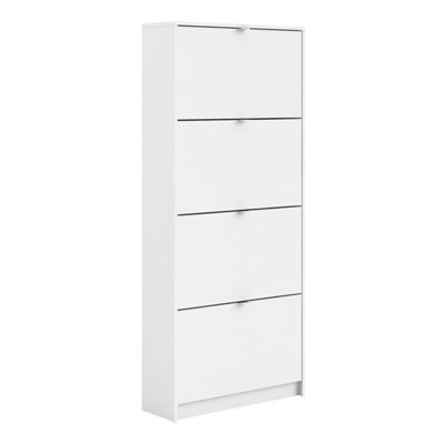 Furniture To Go Shoes Shoe Cabinet  W. 4 Tilting Doors And 2 Layers White - image 1