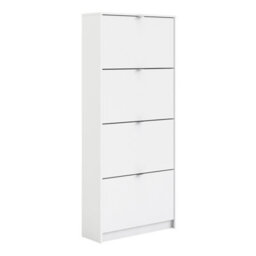 Furniture To Go Shoes Shoe Cabinet  W. 4 Tilting Doors And 2 Layers White - thumbnail 1