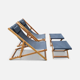 Sweeek. Pair Of Wooden Deckchairs And Footrests Creus With Footrests Anthracite 102X56X86 Cm - thumbnail 5