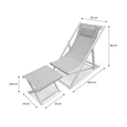 Sweeek. Pair Of Wooden Deckchairs And Footrests Creus With Footrests Anthracite 102X56X86 Cm - thumbnail 9