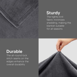 Ameha Fleece Plain Blanket, Lightweight & Reversible Throw For Travel, Bed & Sofa Blanket, Grey King 200X240Cm - thumbnail 9