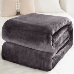 Ameha Fleece Plain Blanket, Lightweight & Reversible Throw For Travel, Bed & Sofa Blanket, Grey King 200X240Cm - thumbnail 2