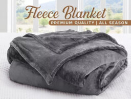 Ameha Fleece Plain Blanket, Lightweight & Reversible Throw For Travel, Bed & Sofa Blanket, Grey King 200X240Cm - thumbnail 1