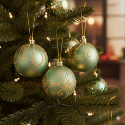 Premier Decorations Limited 9 Decorated Green Christmas Tree Baubles Decorations Tree Ornaments 6Cm - thumbnail 5