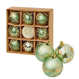Premier Decorations Limited 9 Decorated Green Christmas Tree Baubles Decorations Tree Ornaments 6Cm - thumbnail 7