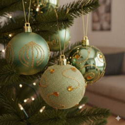 Premier Decorations Limited 9 Decorated Green Christmas Tree Baubles Decorations Tree Ornaments 6Cm - thumbnail 6