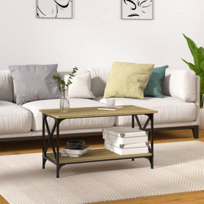 Berkfield Coffee Table Sonoma Oak 80X45X45 Cm Engineered Wood And Iron - image 1
