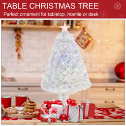 Homcom 2.5Ft Prelit Artificial Tabletop Christmas Tree W/ Fibre Optics For Desk - thumbnail 6