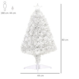 Homcom 2.5Ft Prelit Artificial Tabletop Christmas Tree W/ Fibre Optics For Desk - thumbnail 3